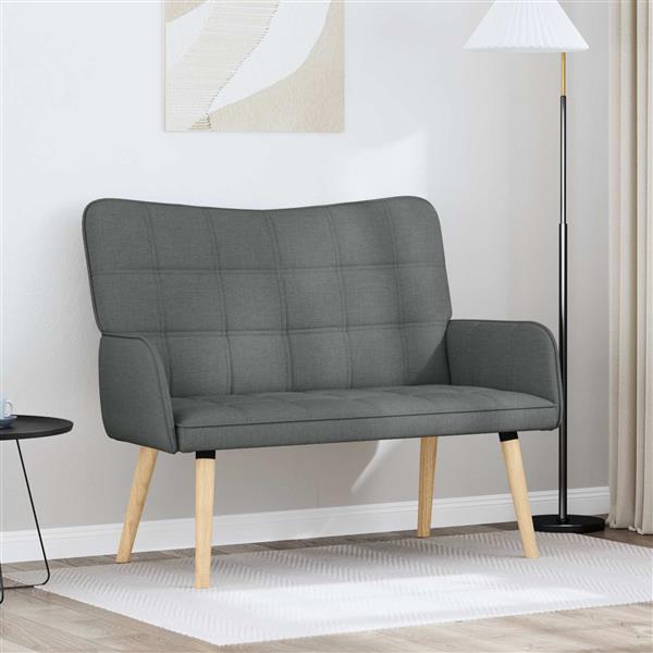 Grote foto vidaxl twee persoons sofa donkergrijs 115 x 61 x 87 cm stof huis en inrichting bankstellen