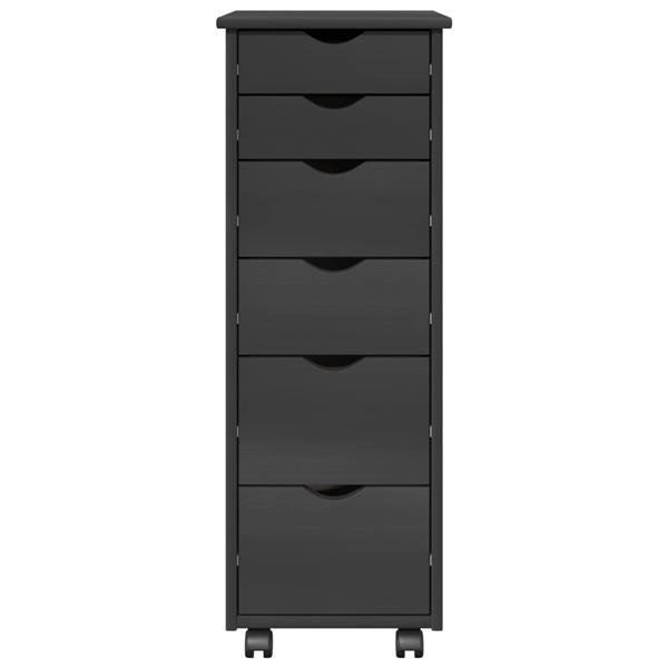Grote foto vidaxl rolling kast met wiel grijs 34 x 39 x 93 5 cm massief vurenhout huis en inrichting overige