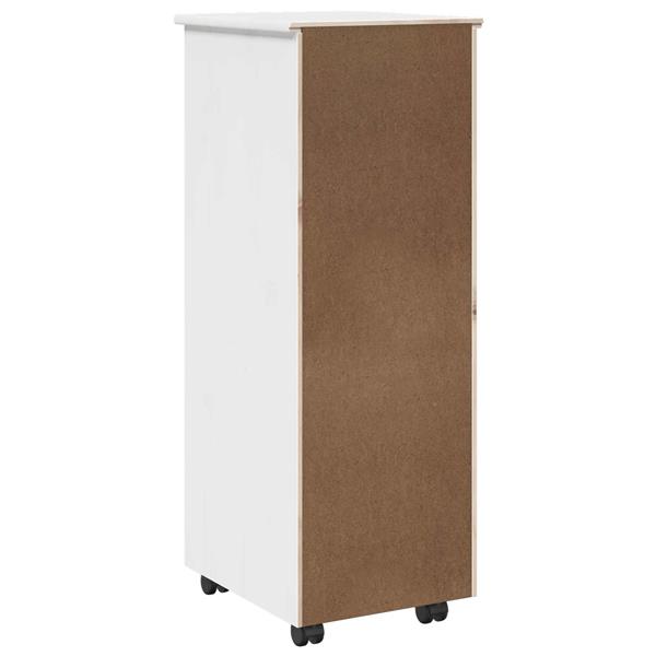 Grote foto vidaxl rolling kast met wiel wit 34 x 39 x 93 5 cm massief vurenhout huis en inrichting overige