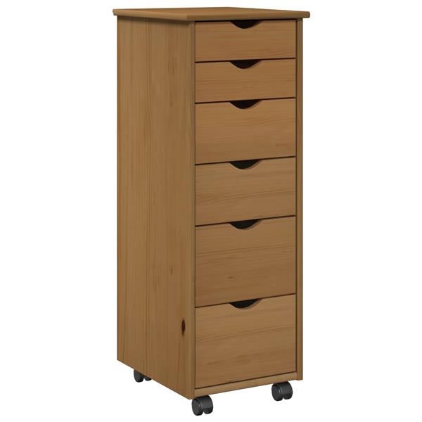 Grote foto vidaxl rolling kast honingbruin 34 x 39 x 93 5 cm massief vurenhout huis en inrichting overige