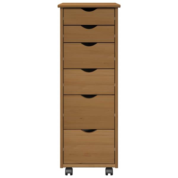 Grote foto vidaxl rolling kast honingbruin 34 x 39 x 93 5 cm massief vurenhout huis en inrichting overige