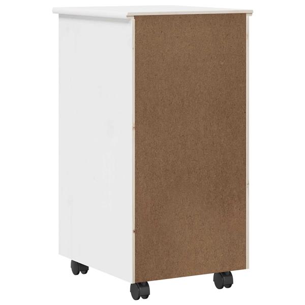 Grote foto vidaxl rolling kast met wiel wit 34 x 39 x 65 5 cm massief vurenhout huis en inrichting overige