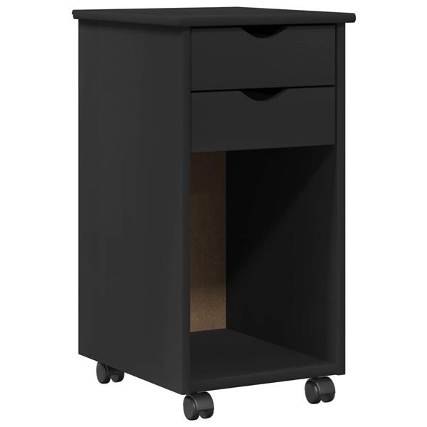 Grote foto vidaxl rolling kast zwart 34 x 39 x 65 5 cm massief grenenhout huis en inrichting overige