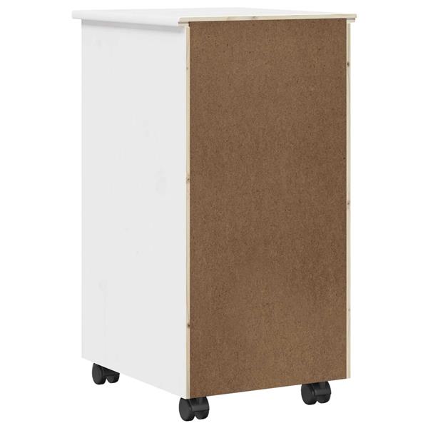 Grote foto vidaxl rolling kast met wiel wit 34 x 39 x 65 5 cm massief grenenhout huis en inrichting overige