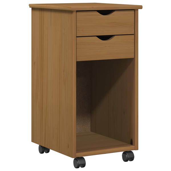 Grote foto vidaxl rolling kast honingbruin 34 x 39 x 65 5 cm massief grenenhout huis en inrichting overige