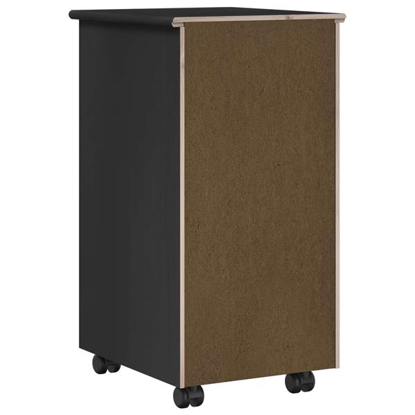 Grote foto vidaxl rolling kast met wiel zwart 34 x 39 x 65 5 cm massief vurenhout huis en inrichting overige