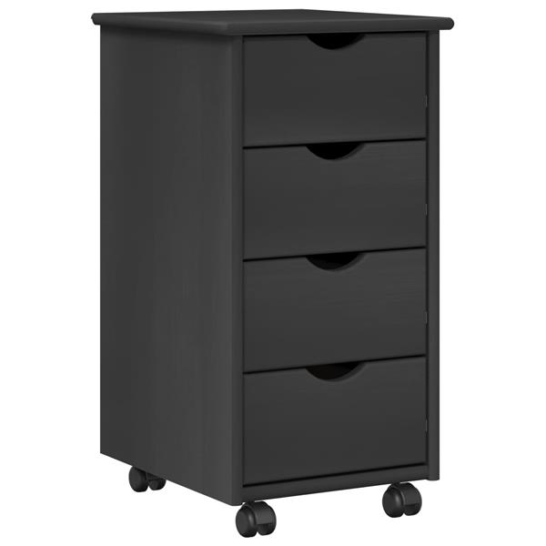 Grote foto vidaxl rolling kast met wiel grijs 34 x 39 x 65 5 cm massief vurenhout huis en inrichting overige