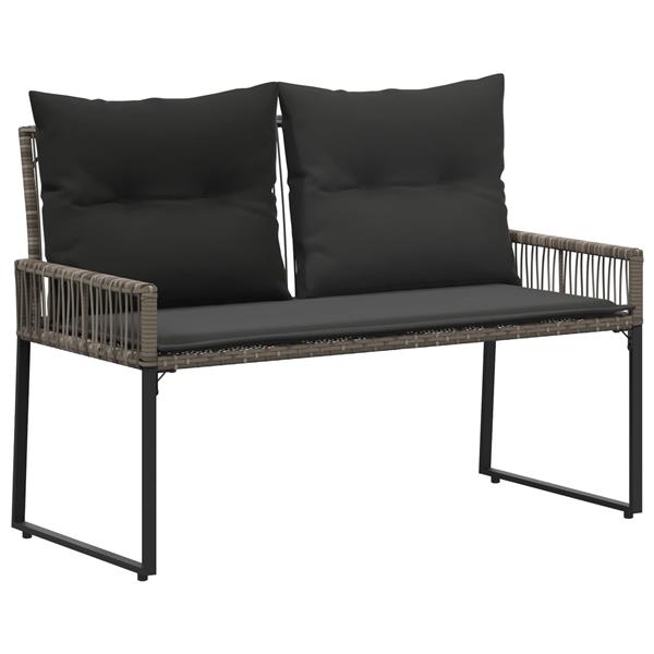Grote foto vidaxl tuinbank met kussen 4 pcs grijs en donkergrijs poly rattan tuin en terras tuinmeubelen