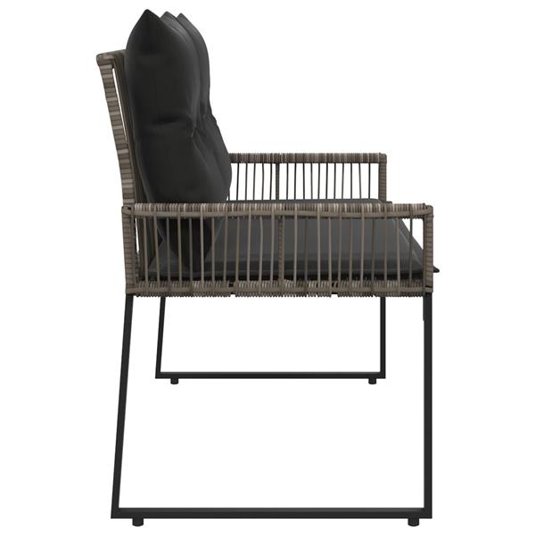 Grote foto vidaxl tuinbank met kussen 4 pcs grijs en donkergrijs poly rattan tuin en terras tuinmeubelen