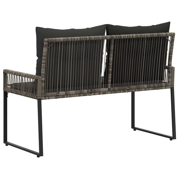 Grote foto vidaxl tuinbank met kussen 4 pcs grijs en donkergrijs poly rattan tuin en terras tuinmeubelen