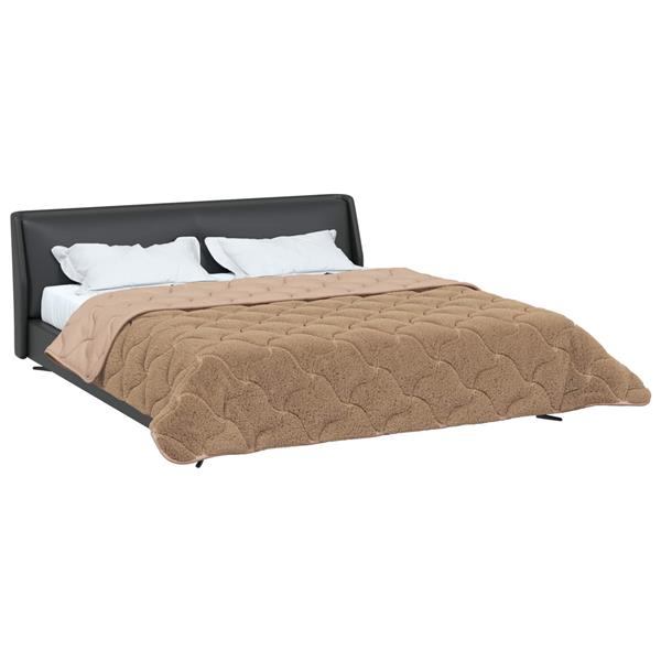 Grote foto vidaxl winter dekbed taupe 200 x 200 cm microfiber en teddy fleece huis en inrichting bedden