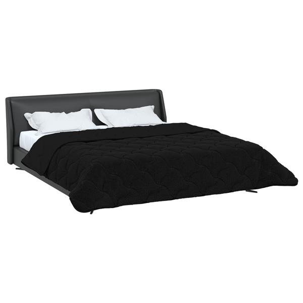 Grote foto vidaxl winter dekbed zwart 200 x 240 cm microfiber en teddy fleece huis en inrichting bedden