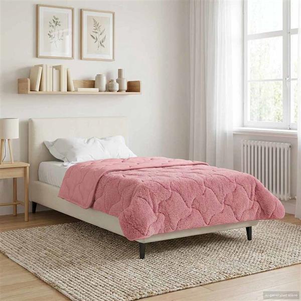 Grote foto vidaxl zomer dekbed roze 135 x 200 cm microfiber en teddy fleece huis en inrichting bedden