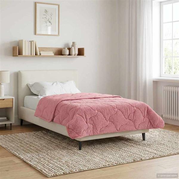 Grote foto vidaxl zomer dekbed roze 140 x 220 cm microfiber en teddy fleece huis en inrichting bedden