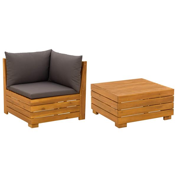 Grote foto vidaxl 2 delige tuin loungeset massief acaciahout bruin tuin en terras tuinmeubelen