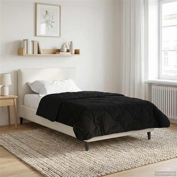 Grote foto vidaxl zomer dekbed zwart 135 x 200 cm microfiber en teddy fleece huis en inrichting bedden