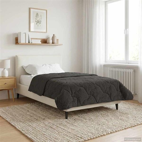 Grote foto vidaxl zomer dekbed antraciet 155 x 220 cm microfiber en teddy fleece huis en inrichting bedden