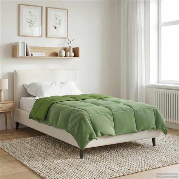 Grote foto vidaxl winter dekbed gekwilt groen 135 x 200 cm microfiber huis en inrichting bedden