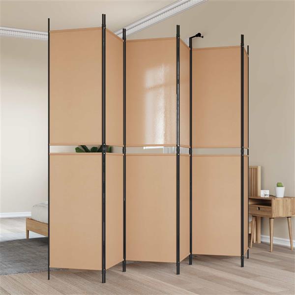 Grote foto vidaxl 6 panelen kamerscherm beige 300 x 220 cm stof huis en inrichting overige huis en inrichting