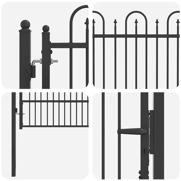 Grote foto vidaxl hekpoort horst 100 x 175 cm staal zwart vergrendelbaar tuin en terras hekken en schuttingen