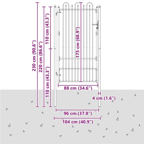 Grote foto vidaxl hekpoort horst 100 x 175 cm staal zwart vergrendelbaar tuin en terras hekken en schuttingen