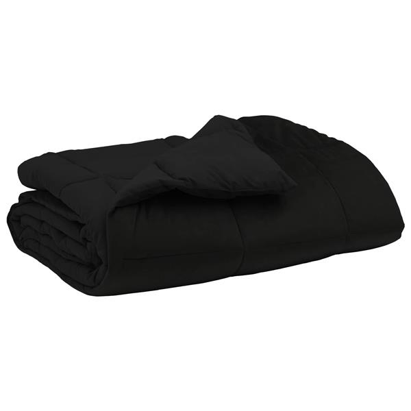 Grote foto vidaxl zomer dekbed gekwilt zwart 155 x 220 cm microfiber huis en inrichting bedden