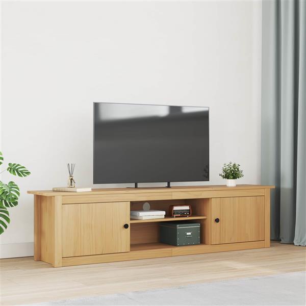 Grote foto vidaxl tv rek hill honingbruin 158 x 40 x 39.5 cm massief grenenhout huis en inrichting overige