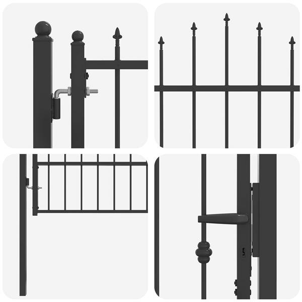 Grote foto vidaxl hekpoort horst 100 x 150 cm metaal zwart vergrendelbaar tuin en terras hekken en schuttingen