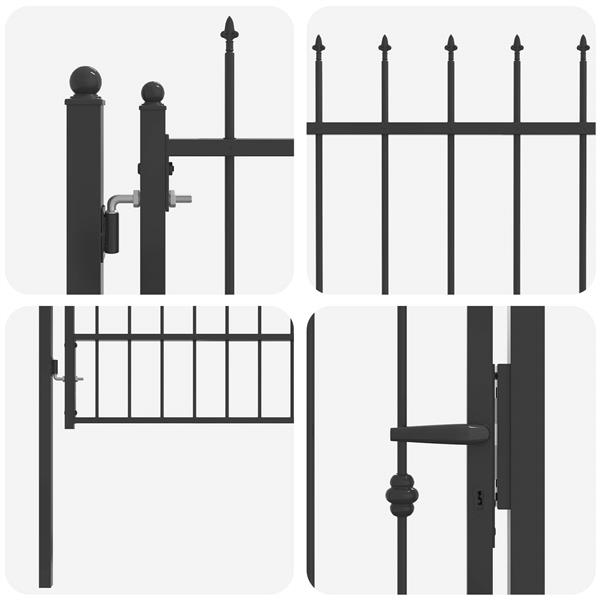 Grote foto vidaxl hekpoort horst 100 x 150 cm metaal zwart vergrendelbaar tuin en terras hekken en schuttingen