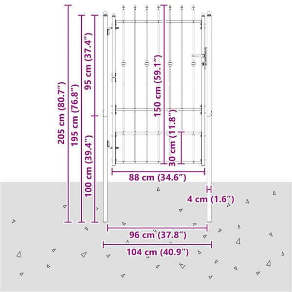 Grote foto vidaxl hekpoort horst 100 x 150 cm metaal zwart vergrendelbaar tuin en terras hekken en schuttingen