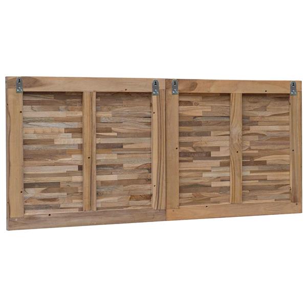 Grote foto vidaxl hoofdbord wandgemonteerd naturel 120 cm massief teakhout antiek en kunst stoelen en banken