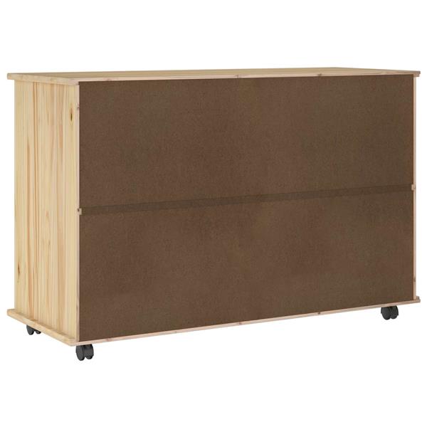 Grote foto vidaxl rolling kast bruin 100 x 39 x 65 5 cm massief vurenhout huis en inrichting overige