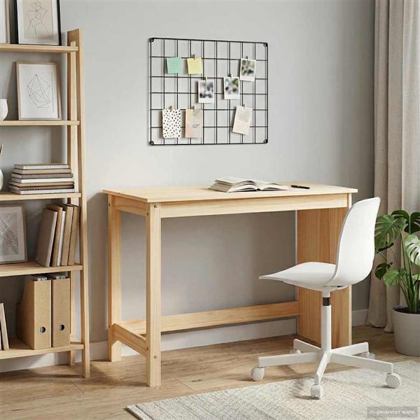 Grote foto vidaxl bureau bruin 112 x 50 x 75 cm massief vurenhout huis en inrichting stoelen