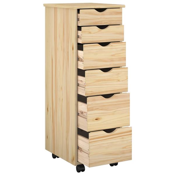Grote foto vidaxl rolling kast met wiel bruin 34 x 39 x 93 5 cm massief vurenhout huis en inrichting overige