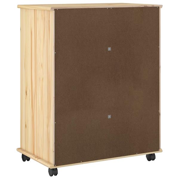 Grote foto vidaxl rolling kast met wiel bruin 63 5 x 39 x 79 cm massief vurenhout huis en inrichting overige