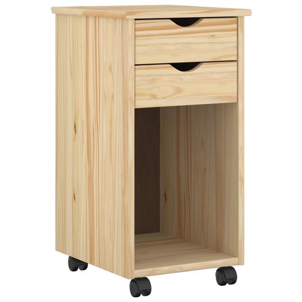 Grote foto vidaxl rolling kast bruin 34 x 39 x 65 5 cm massief grenenhout huis en inrichting overige