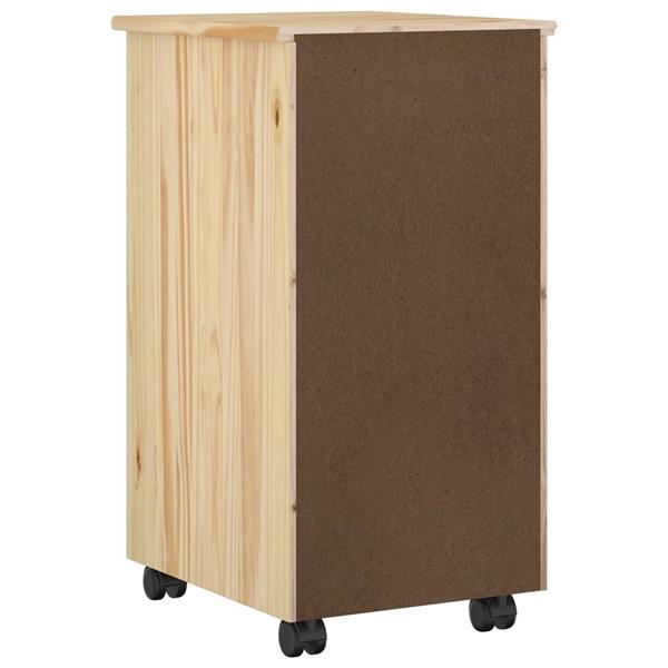 Grote foto vidaxl rolling kast bruin 34 x 39 x 65 5 cm massief grenenhout huis en inrichting overige