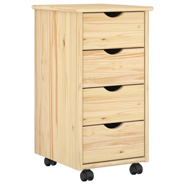 Grote foto vidaxl rolling kast met wiel bruin 65 5 x 34 x 39 cm massief vurenhout huis en inrichting overige
