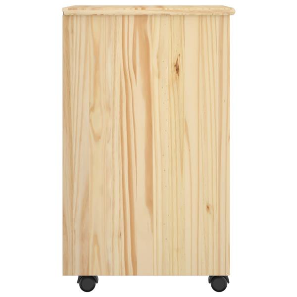 Grote foto vidaxl rolling kast met wiel bruin 65 5 x 34 x 39 cm massief vurenhout huis en inrichting overige