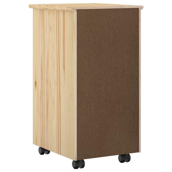 Grote foto vidaxl rolling kast met wiel bruin 65 5 x 34 x 39 cm massief vurenhout huis en inrichting overige