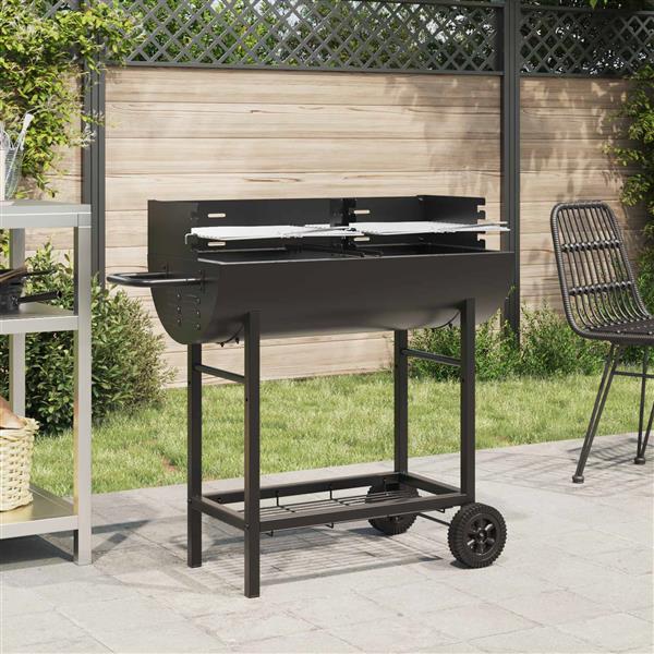 Grote foto vidaxl houtskoolgrill 96 5 x 42 5 x 88 5 cm zwart tuin en terras buitenkeukens