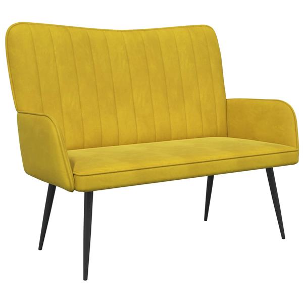 Grote foto vidaxl twee persoons sofa geel 115 x 61 x 87 cm fluweel huis en inrichting bankstellen