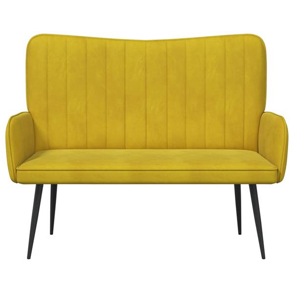 Grote foto vidaxl twee persoons sofa geel 115 x 61 x 87 cm fluweel huis en inrichting bankstellen