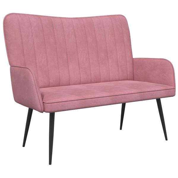 Grote foto vidaxl twee persoons sofa roze 115 x 61 x 87 cm fluweel huis en inrichting bankstellen