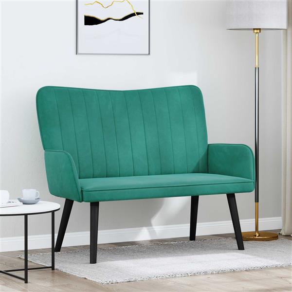 Grote foto vidaxl twee persoons sofa turquoise 115 x 61 x 87 cm fluweel huis en inrichting bankstellen