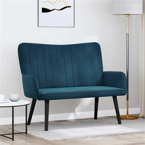 Grote foto vidaxl twee persoons sofa blauw 115 x 61 x 87 cm fluweel huis en inrichting bankstellen