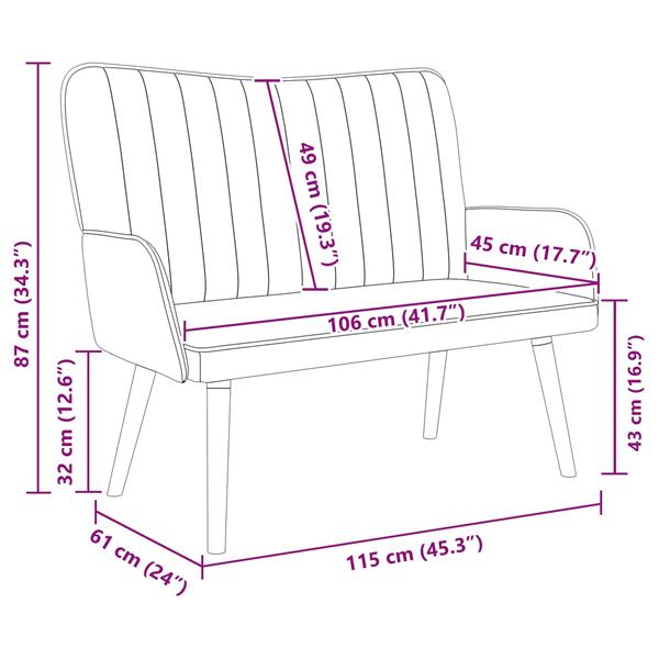 Grote foto vidaxl twee persoons sofa cr me 115 x 61 x 87 cm fluweel huis en inrichting bankstellen