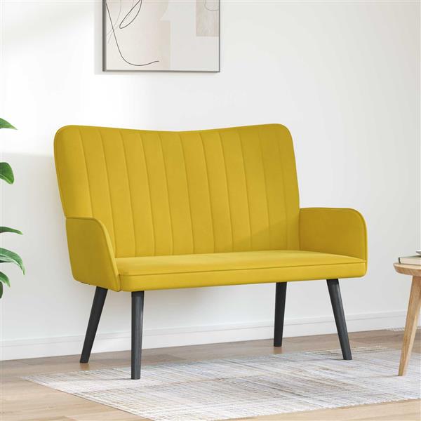 Grote foto vidaxl twee persoons sofa geel 115 x 61 x 87 cm fluweel huis en inrichting bankstellen