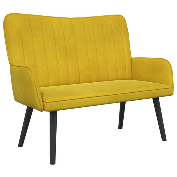 Grote foto vidaxl twee persoons sofa geel 115 x 61 x 87 cm fluweel huis en inrichting bankstellen