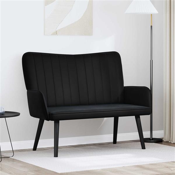 Grote foto vidaxl twee persoons sofa zwart 115 x 61 x 87 cm fluweel huis en inrichting bankstellen